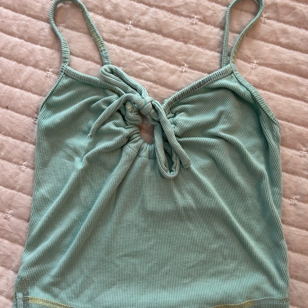 Urban Outfitters Green Tie Front Cut Out Camisole